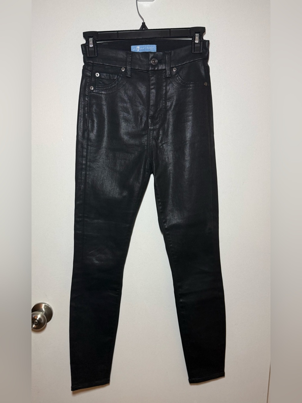 7 For All Mankind Black Coated B(air) Denim Stretch Skinny Jeans Pants Girls 8